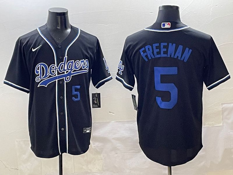 Men 2025 Los Angeles Dodgers #5 Freeman Black Three generations Fashion Nike MLB Jersey style 10